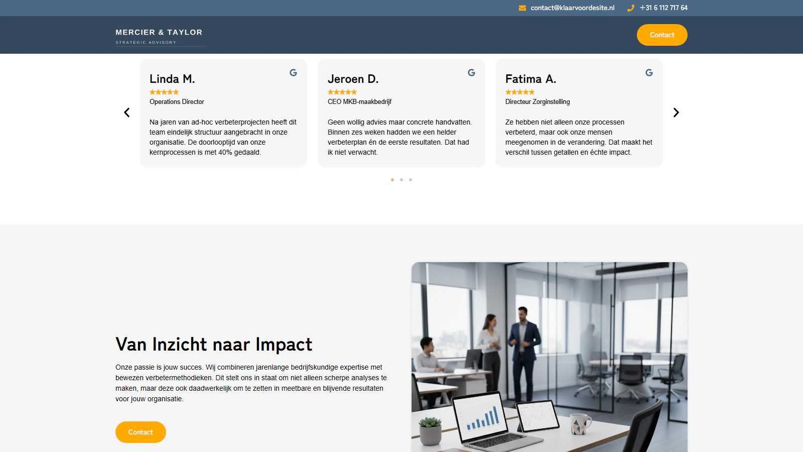 Screenshot onepager executive blueprint website